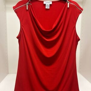 Carmen Marc Valvo Red Drape Blouse